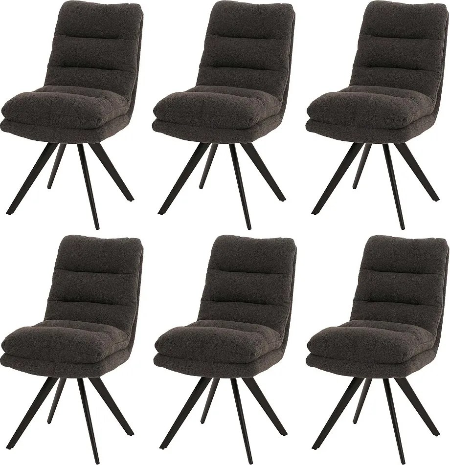 Krzesło do jadalni MCW-G66 Bouclé (zestaw 6 sztuk),  ciemnoszary