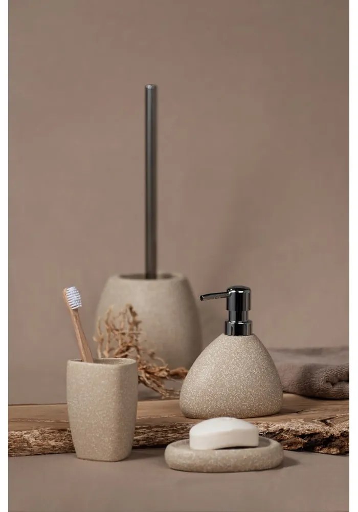 Beżowy ceramiczny kubek na szczoteczki do zębów Wenko Pion