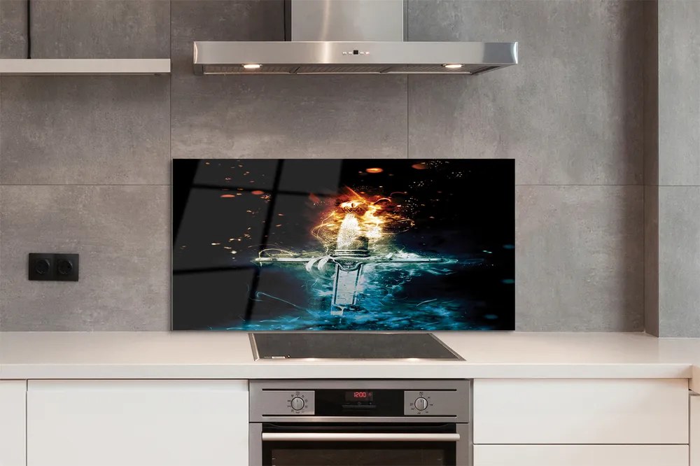 Szklany Panel Magiczny Miecz w Dymie