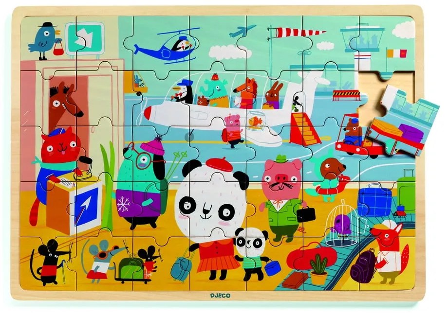 Dziecięce puzzle drewniane Djeco Lotnisko