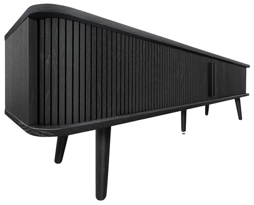 Czarna szafka pod TV w dekorze dębu 178x50x40 cm Rove – Woodman