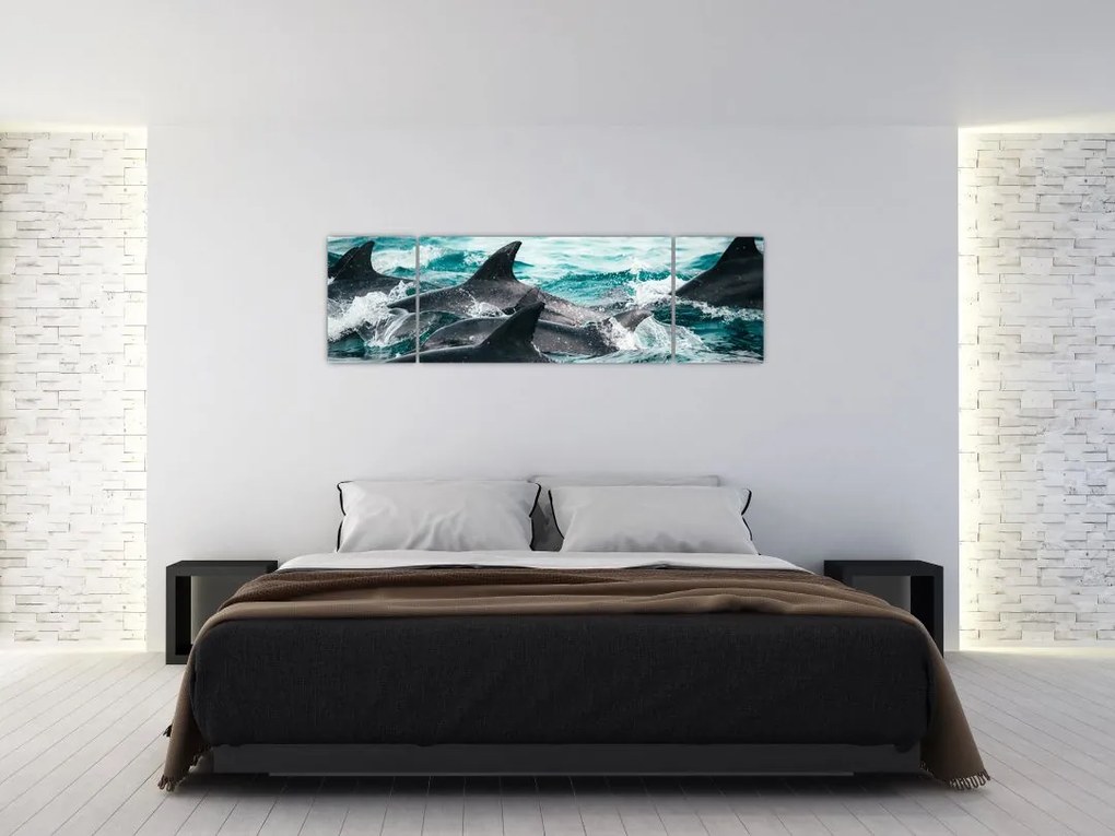 Obraz - Delfiny w oceanie (170x50 cm)