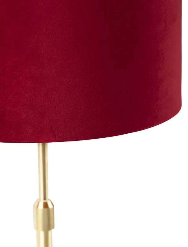Lampa stołowa złota/mosiężna z czerwonym aksamitnym kloszem 25 cm - Parte klasyczny/Antyczny Oswietlenie wewnetrzne