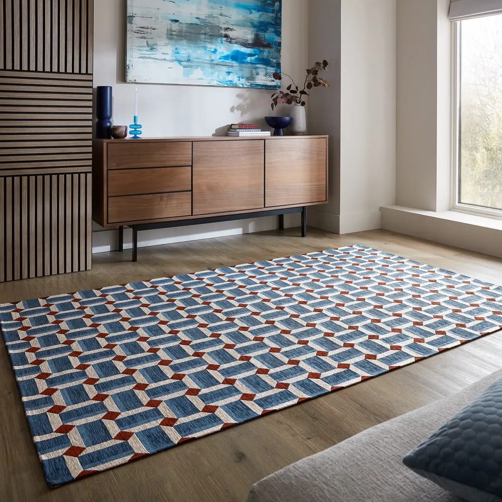 Niebieski dywan 120x170 cm Lennox Geometric – Flair Rugs