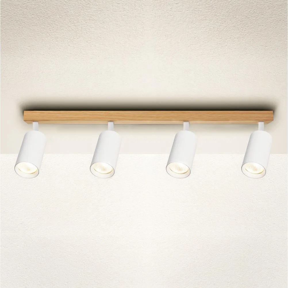 Brilagi - Oprawa punktowa SELE 4xGU10/30W/230V biała/dekor dębu