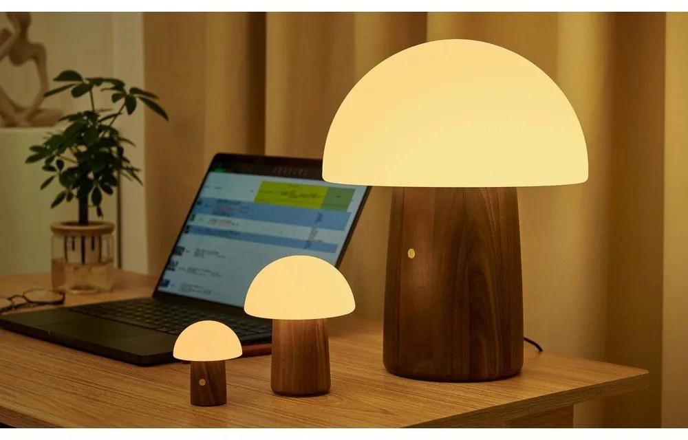 Biała/w ciemnym naturalnym kolorze lampa stołowa LED (wysokość 7 cm) Alice Mushroom – Gingko