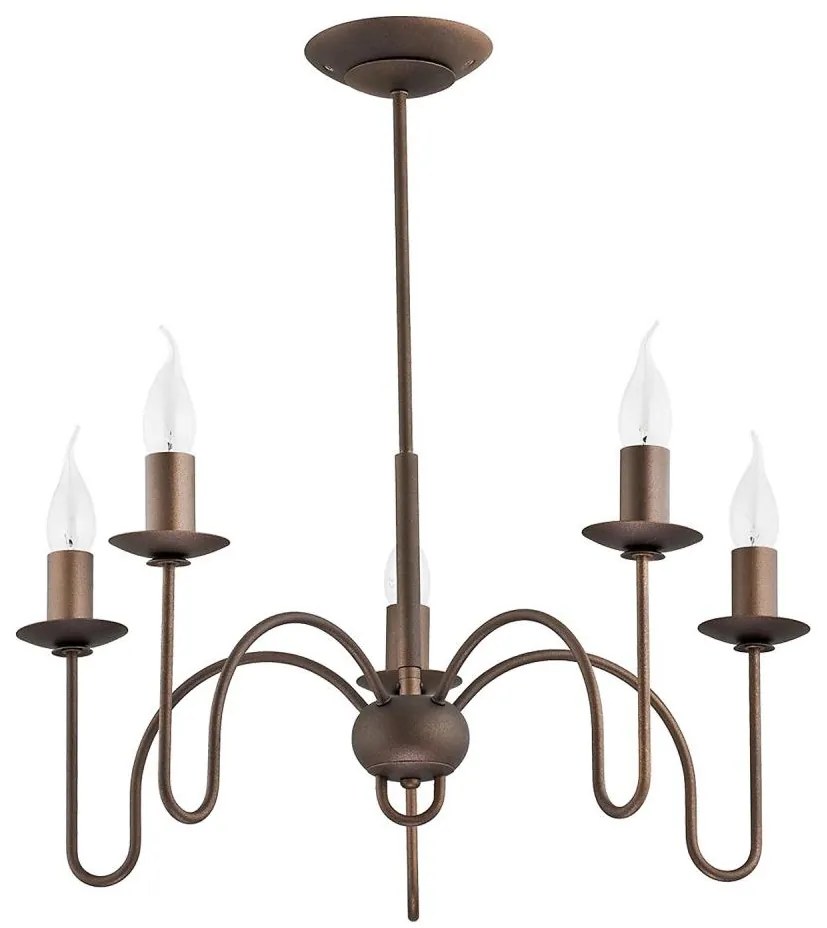 Żyrandol na drążku CARTELL 5xE14/10W/230V brąz