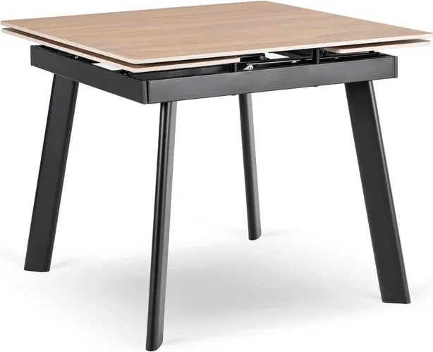 Stół Rozkładany Kwadratowy LARES 90-150 cm Ceramiczny Dąb/Czarny Loft