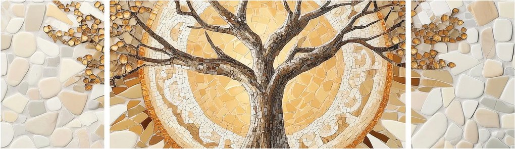 Obraz – Złote drzewo życia w mozaice (170x50 cm)