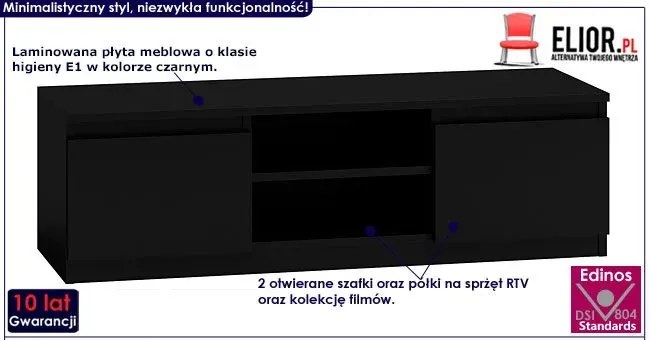 Czarna nowoczesna szafka pod tv - Amida 3X 140 cm