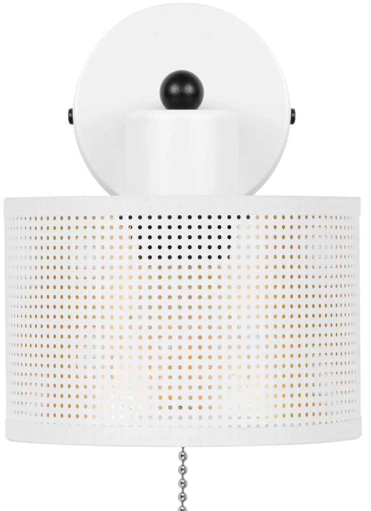 Biały kinkiet z włącznikiem jednopunktowy z białym abażurem SHWD-BE-10