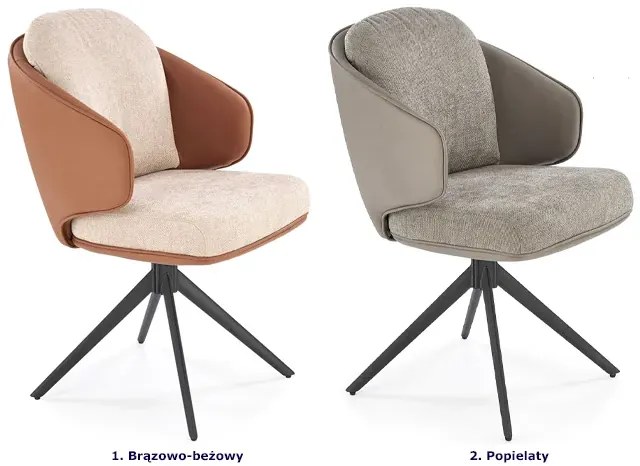 Skandynawski obrotowy fotel brązowo-beżowy R2-P37