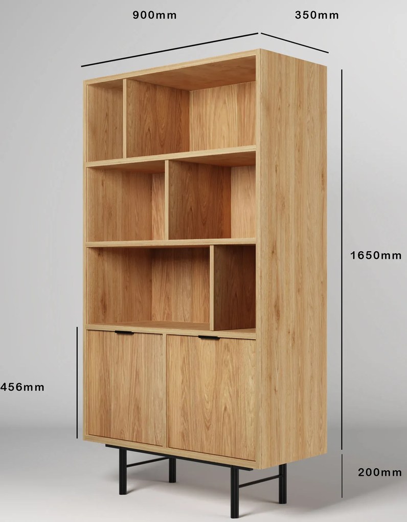 Regał na książki z szafką hikora naturalna F9-H69