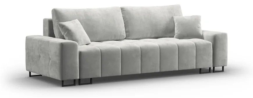 Jasnoszara aksamitna rozkładana sofa ze schowkiem 250 cm Wicklow – Cosmopolitan Design