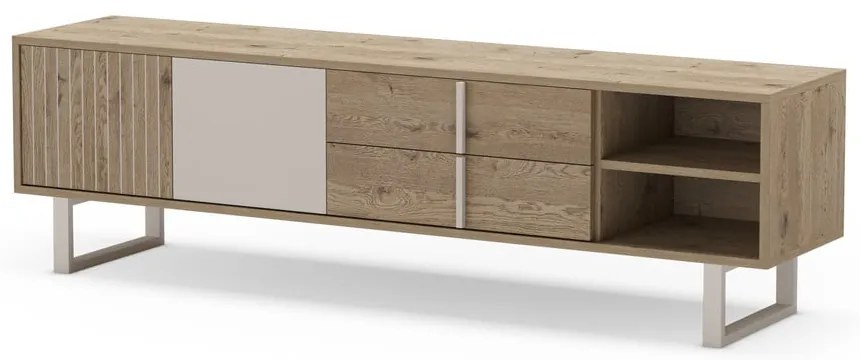 Szara szafka pod TV w dekorze dębu 180x51,5 cm Millay – Marckeric