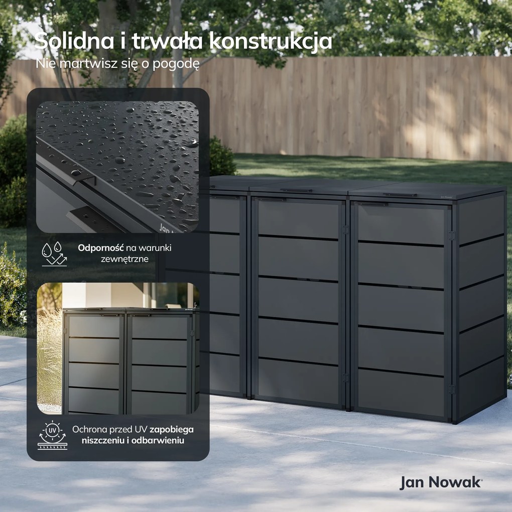 Zabudowa śmietnikowa 240L trzykomorowa, antracyt