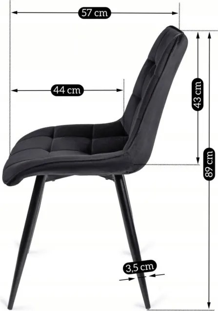 Krzesło Tapicerowane do Jadalni RIO Czarne Welurowe Nowoczesne Loft
