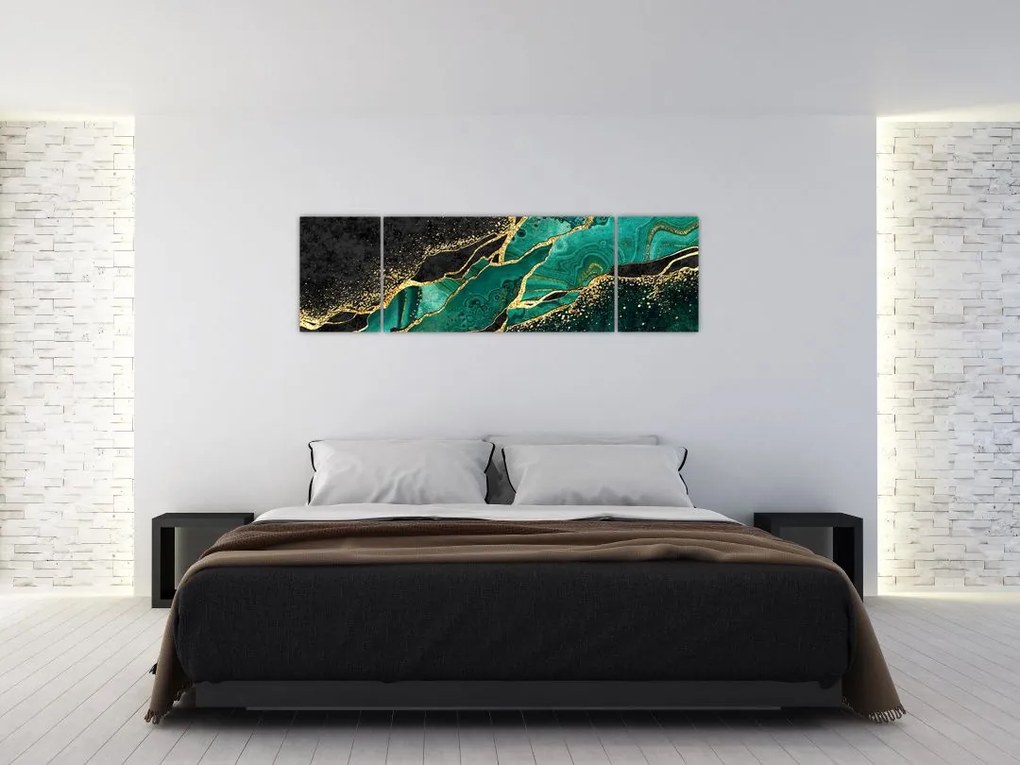 Obraz - Marmurki olejno-złote (170x50 cm)