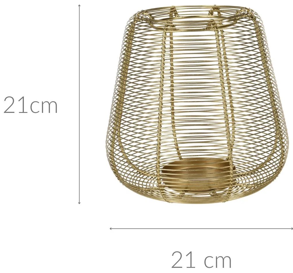 Złoty lampion na świeczkę, metal