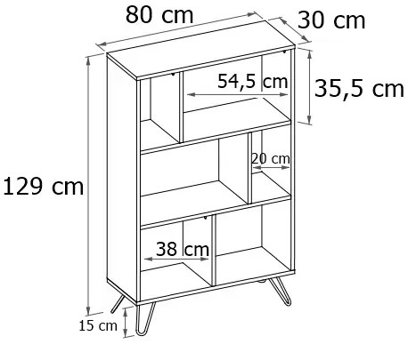 Biały regał na nóżkach w stylu loft - Zorina 12X