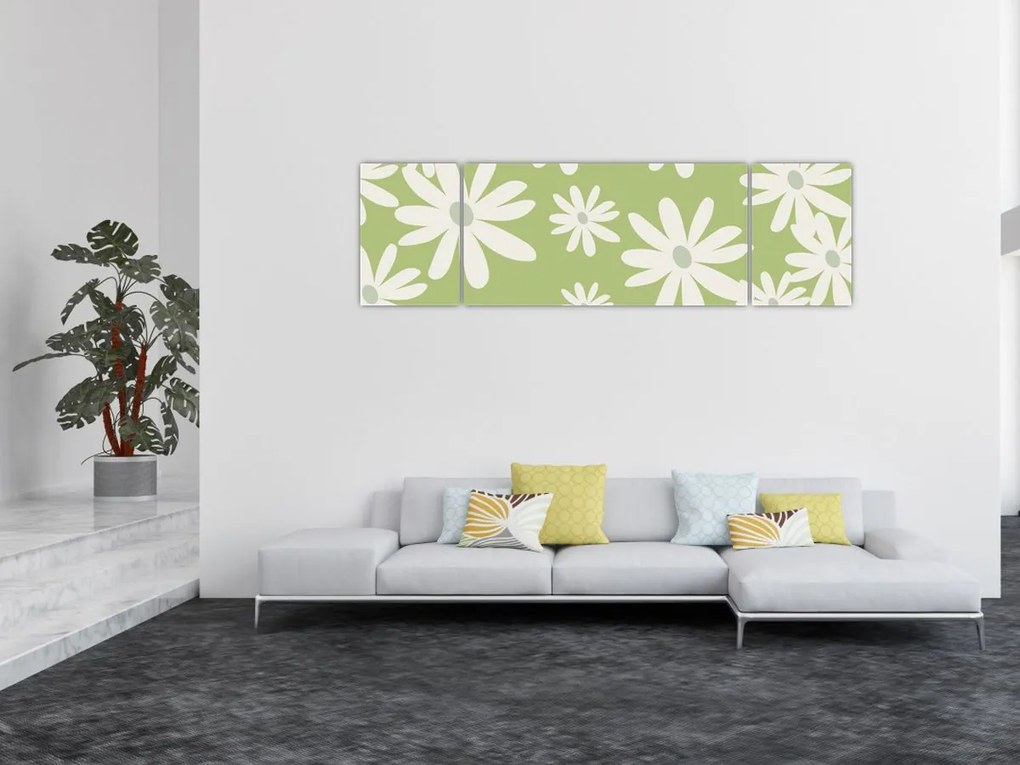 Obraz - Hipisi, zielone kwiaty N⁰1 (170x50 cm)
