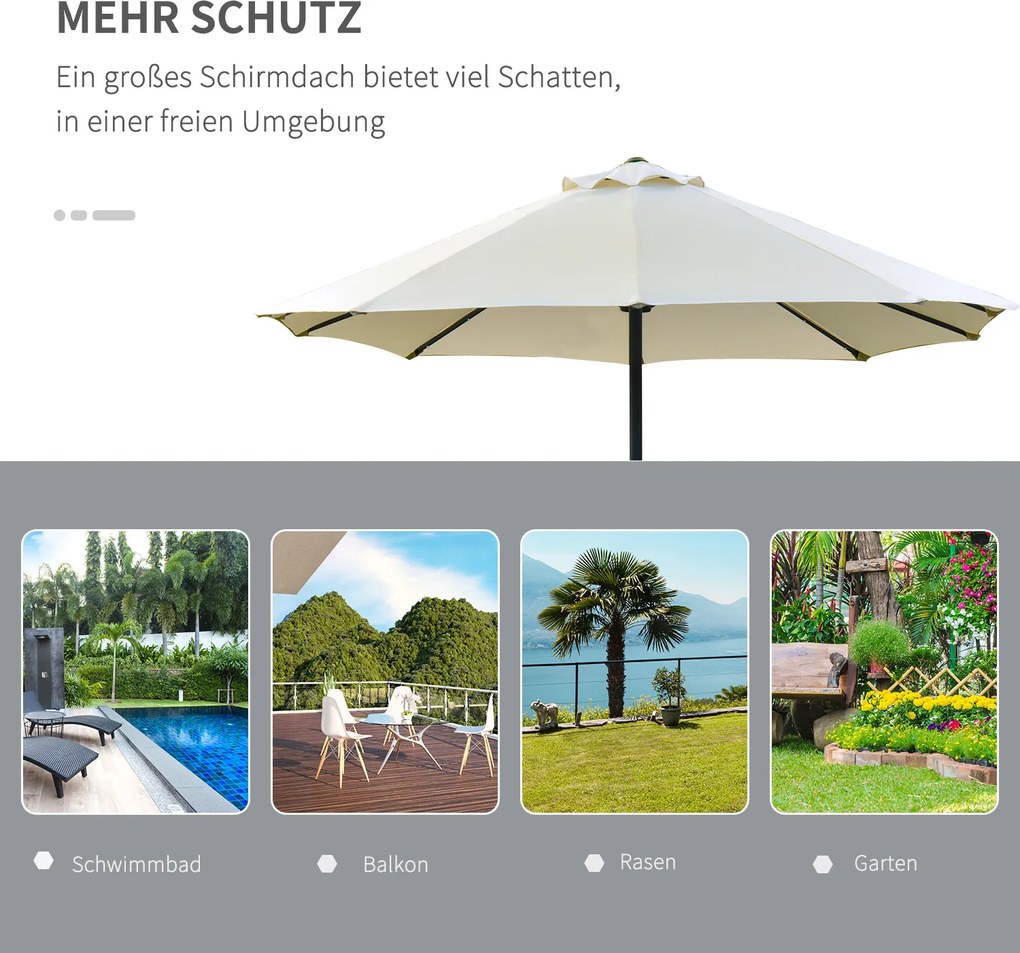 Outsunny Podwójny Parasol Ogrodowy Targowy Owalny Kremowy Biały z Korbą Ręczną 440x260cm | Aosom PL