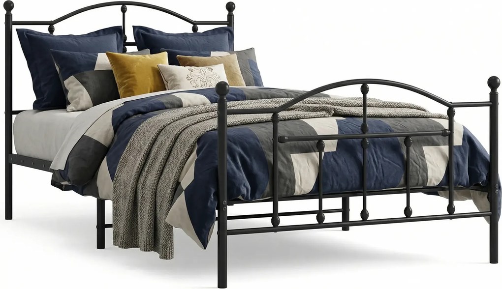 Czarne metalowe łóżko industrialne 100x200cm C1-W48