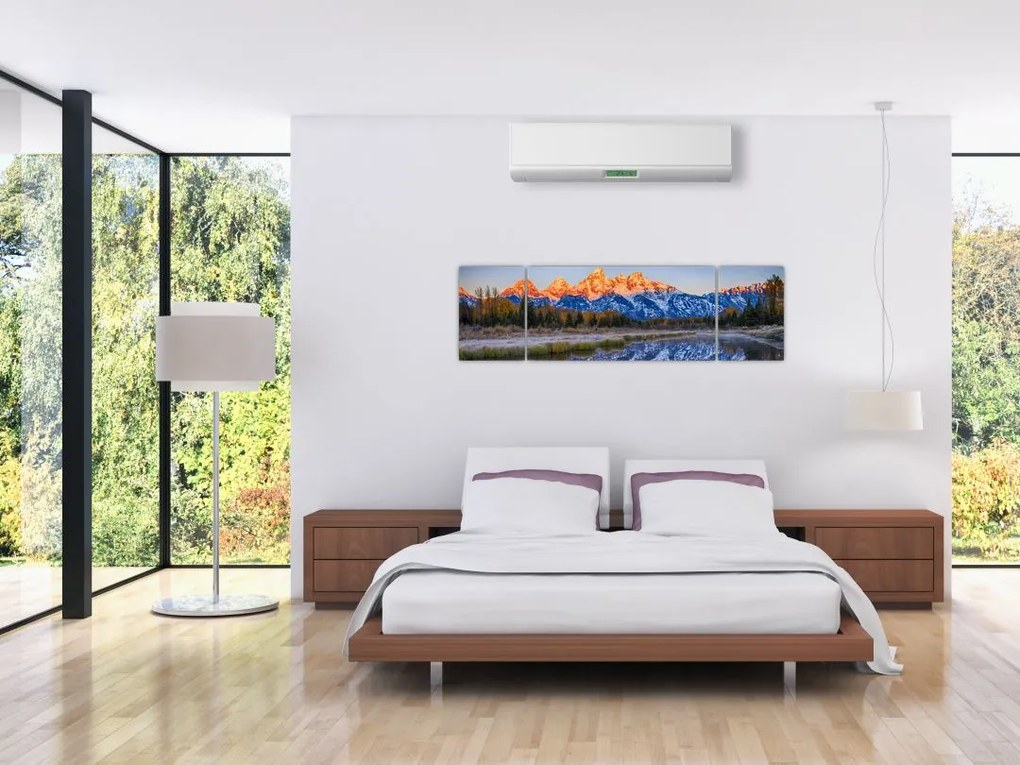 Obraz ośnieżonych szczytów górskich (170x50 cm)