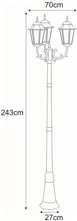 Czarna potrójna latarnia ogrodowa wysoka - 3X S349 A4-A77