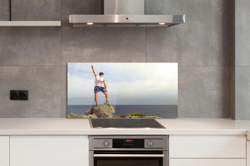 Szklany Panel Człowiek nad Morzem pod Niebem