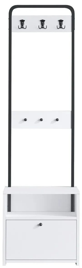 Wieszak z szafką na buty Quinn White and Black