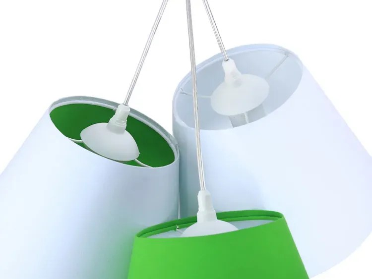 Biało-zielona potrójna lampa wisząca dziecięca K5-T70