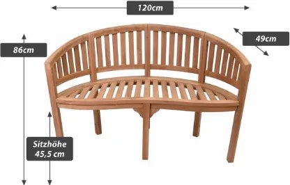 Ławka z drewna teakowego 120 cm, odporna na warunki pogodowe