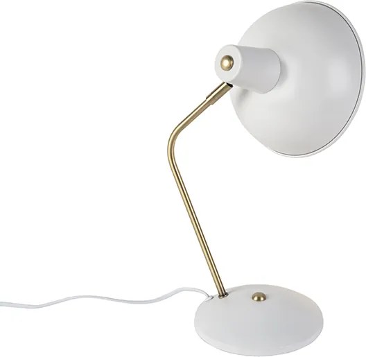 Lampa stołowa retro biała z brązem 38cm - Milou