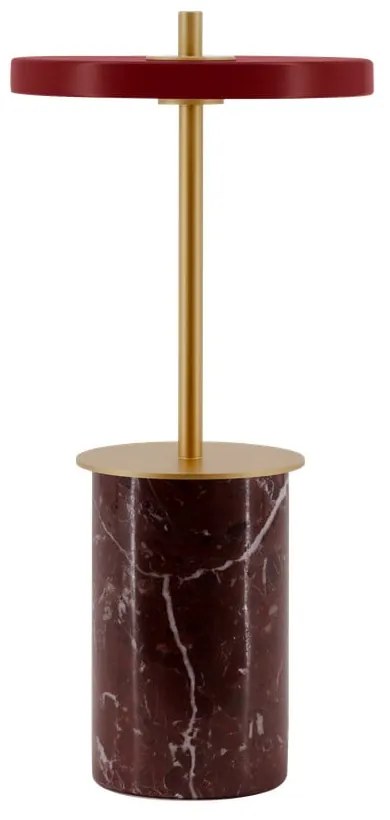 Czerwona marmurowa lampa stołowa LED ze ściemniaczem i metalowym kloszem (wysokość 25,5 cm) Asteria Move Mini – UMAGE