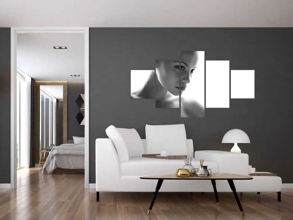 Obraz - czarno - biały portret kobiety (125x70 cm)