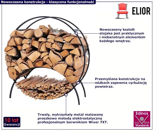 Okrągły Stojak Czarny Na Drewno Kominkowe 80 Cm Abetti 2X