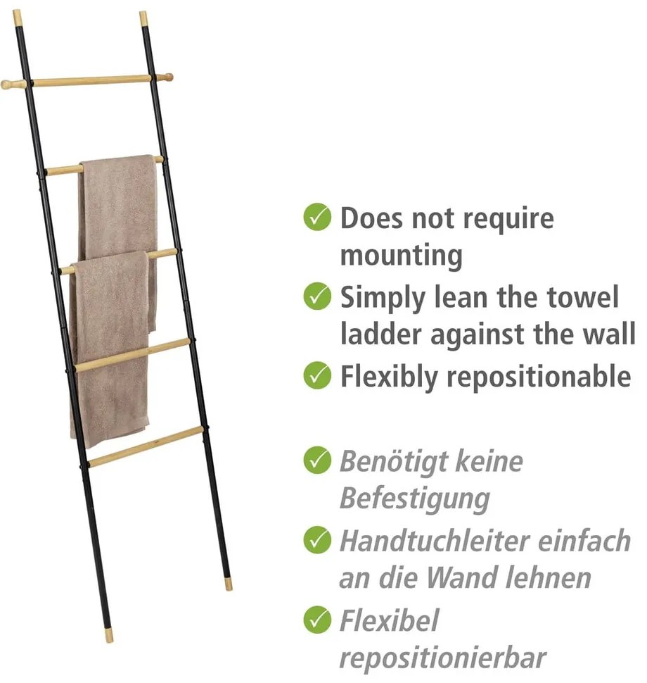 Czarno-naturalna metalowa drabina dekoracyjna Loft – Wenko
