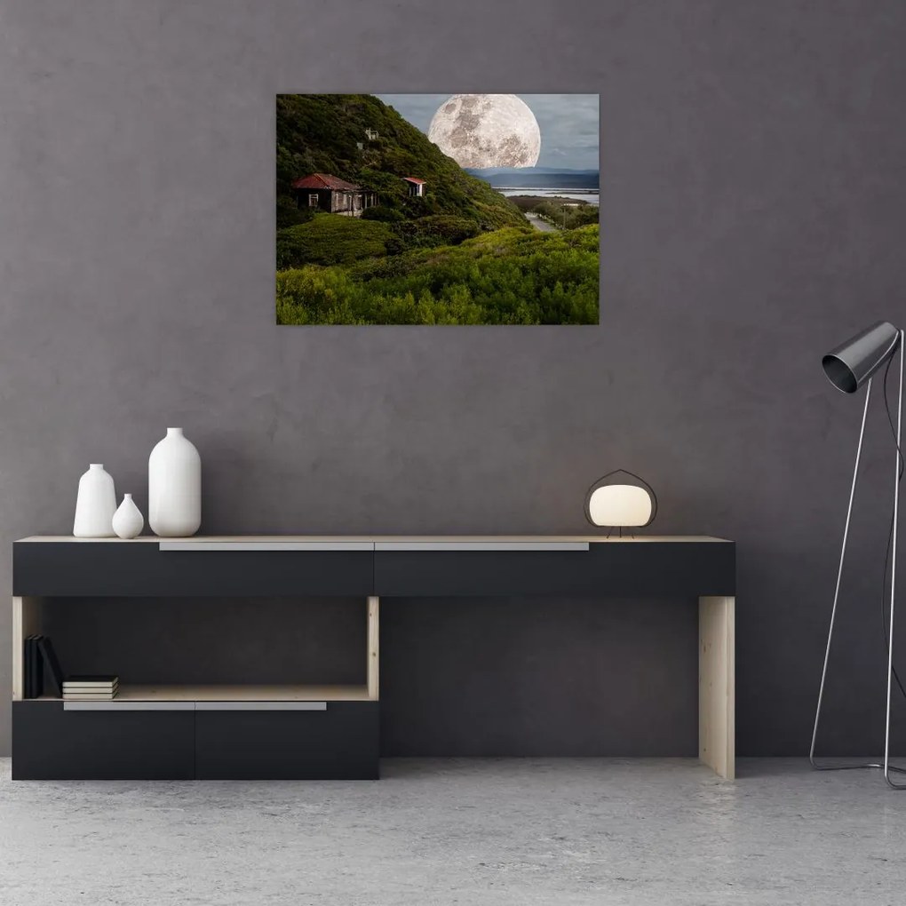 Obraz krajobrazu z księżycem (70x50 cm)