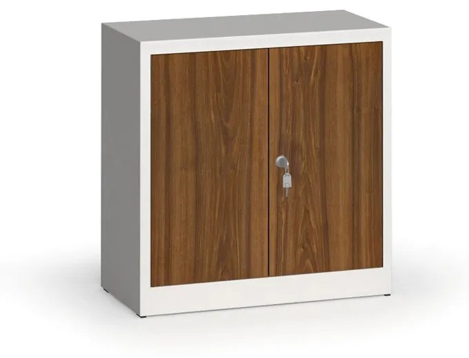 Szafy spawane z laminowanymi drzwiami, 800 x 800 x 400 mm, RAL 7035/orzech