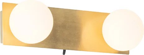 Lampa ścienna złota 28 cm IP44 2-punktowa z włącznikiem - Cederic