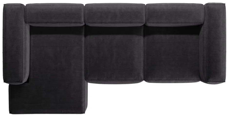 Ciemnoszary sztruksowy narożnik (lewostronny/z szezlongiem) Bergamo – Cosmopolitan Design