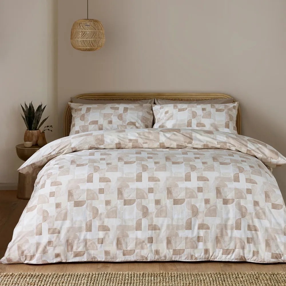 Beżowa pościel dwuosobowa 230x220 cm Sloane Geo – Catherine Lansfield