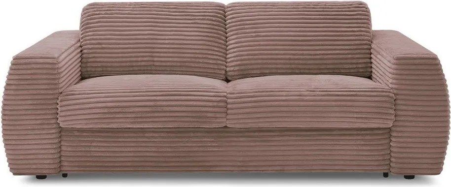 Różowa sztruksowa sofa do spania/rozkładana 240 cm Hugo – Bobochic Paris