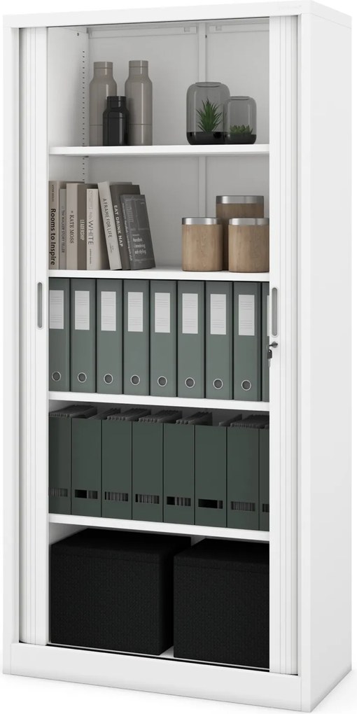 Szafa biurowa na akta z roletą Damian 90x45x185 cm biała