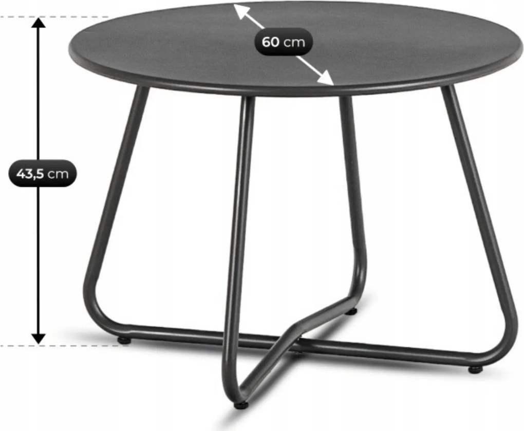 Zestaw Mebli Ogrodowych MEGARA Szary Sofa 2x Fotel Stolik Tarasowy Nowoczesny