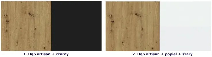 Zestaw mebli kuchennych narożnych 260 cm dąb artisan + czarny F9-S42