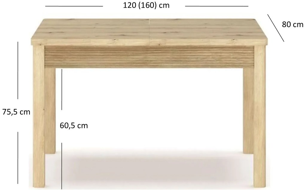 Prostokątny stół rozkładany ryflowany dąb artisan Z5-L01
