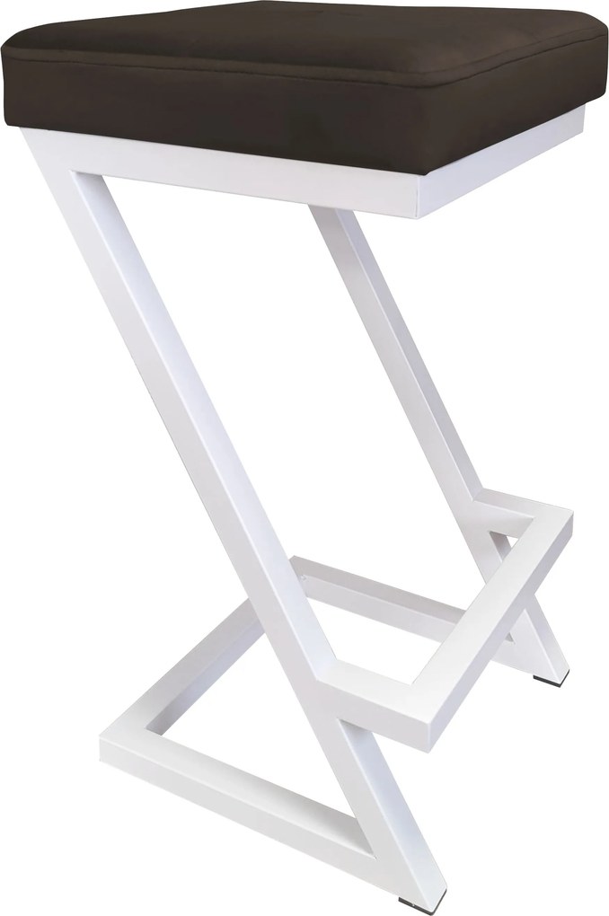 Hoker ZETA krzesło barowe tkanina Welur podstawa metalowa LOFT : Kolor Stelaża - Biały, Kolor tkaniny - VELVET - MG05