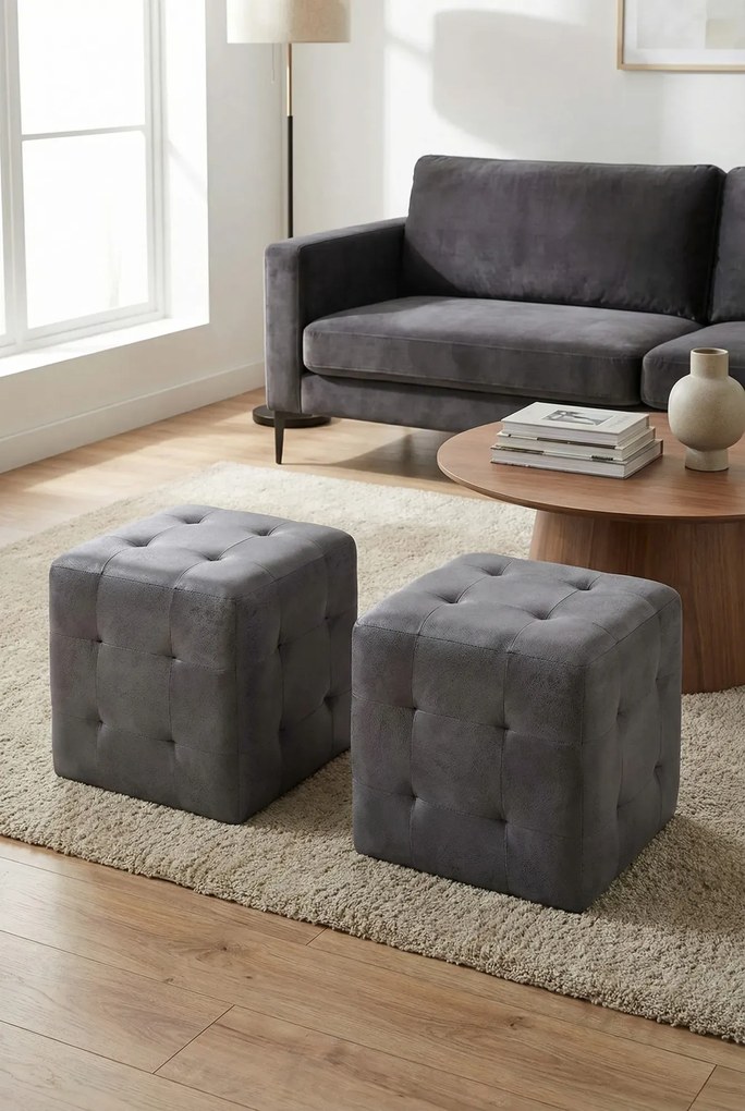 Komplet dwóch szarych puf A2-T28